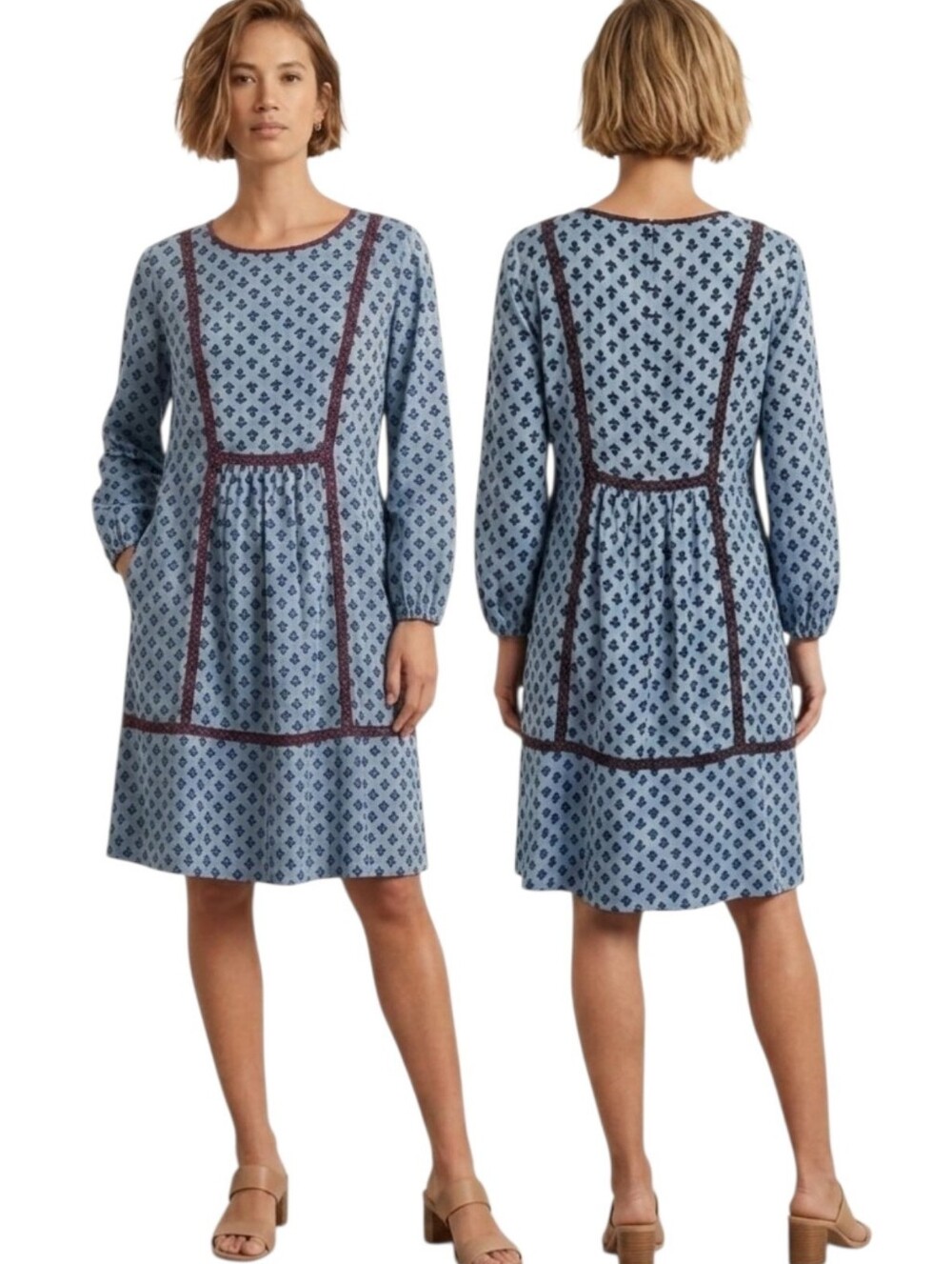 BODEN "Luna" Blue Shift Dress - Size 8